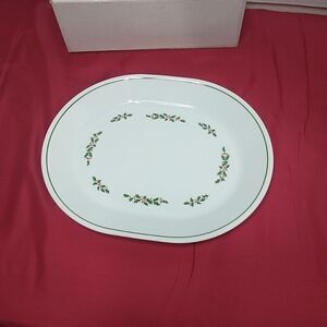 Corelle Christmas Holly Days Serving Platter 10 inch By 12 Inch vintage.
